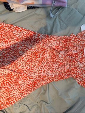 Free People Orange and Cream Mini Dress